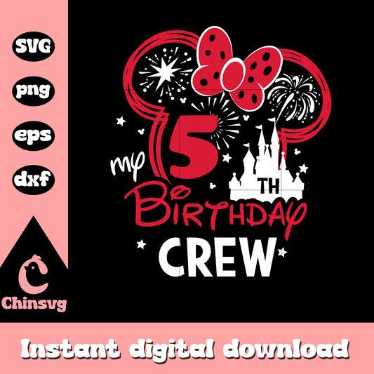 Minnie ears 5th birthday svg, minnie mouse birthday svg