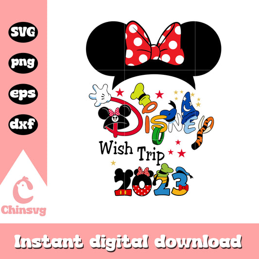 Minnie ears disney wish trip 2023 svg, minnie mouse ears svg