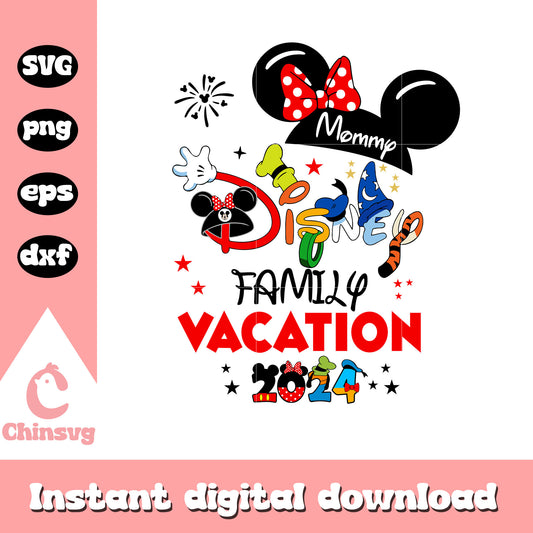 Minnie ears mommy disney family vacation 2024 svg, minnie ears svg