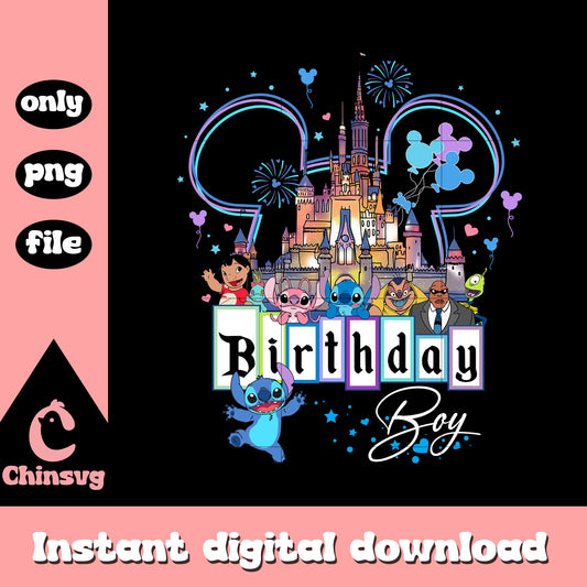 Minnie ears stitch birthday boy design png, stitch birthday​ png