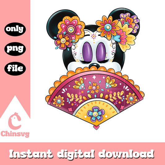 Minnie face mexico design png, disney minnie mouse png