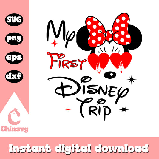 Minnie face my first disney trip svg, minnie mouse face svg