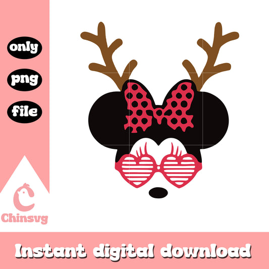 Minnie face reindeer christmas png, christmas minnie ears​ png