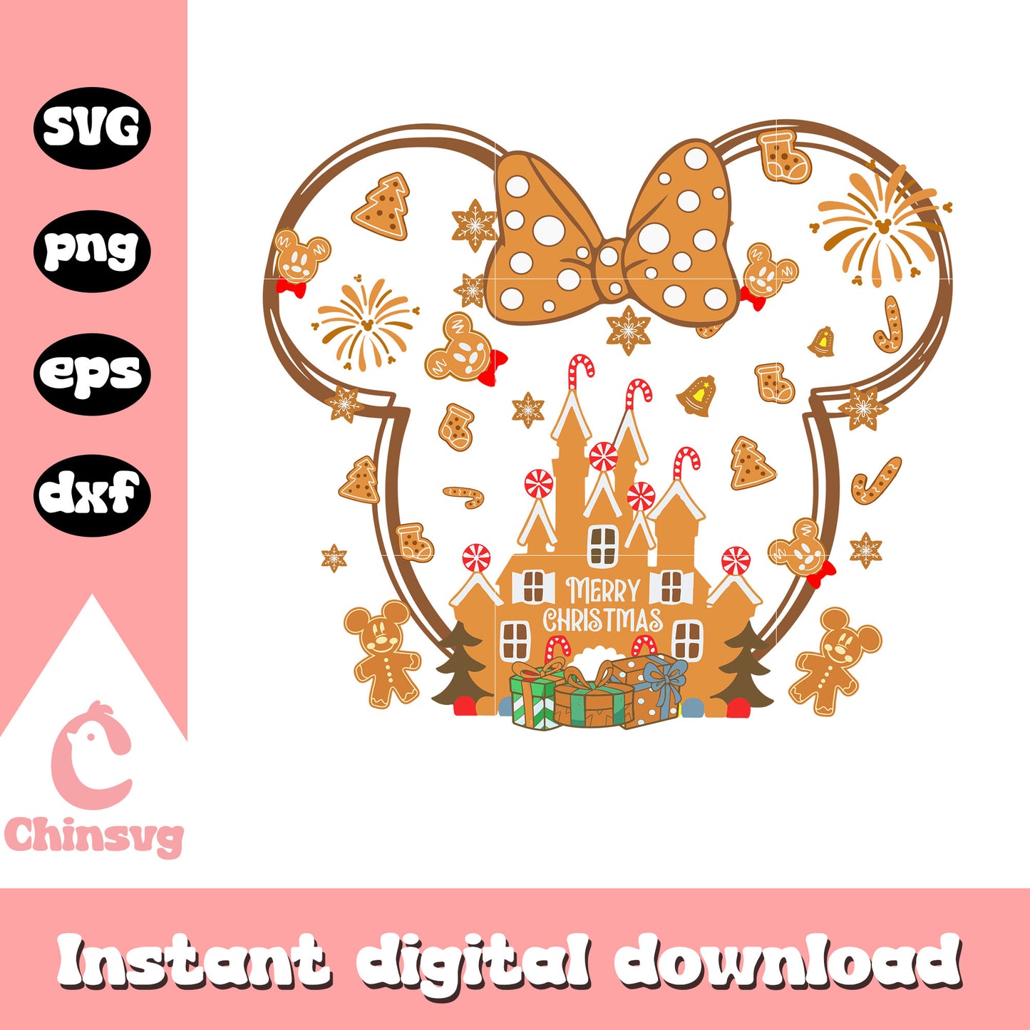Minnie gingerbread castle svg, gingerbread cookie recipe svg