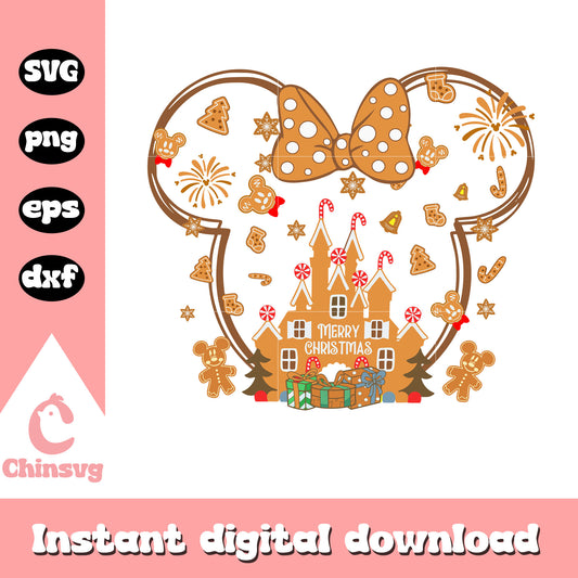 Minnie gingerbread castle svg, gingerbread cookie recipe svg
