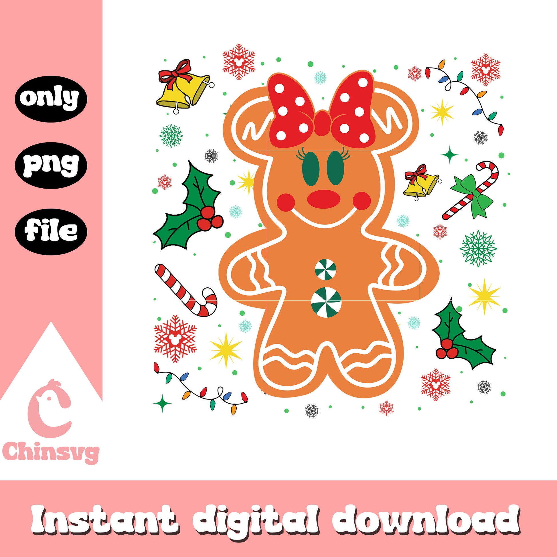 Minnie gingerbread png, christmas cookies png, disney png