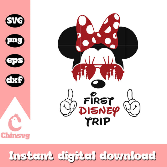 Minnie glasses first disney trip svg, minnie mouse face svg