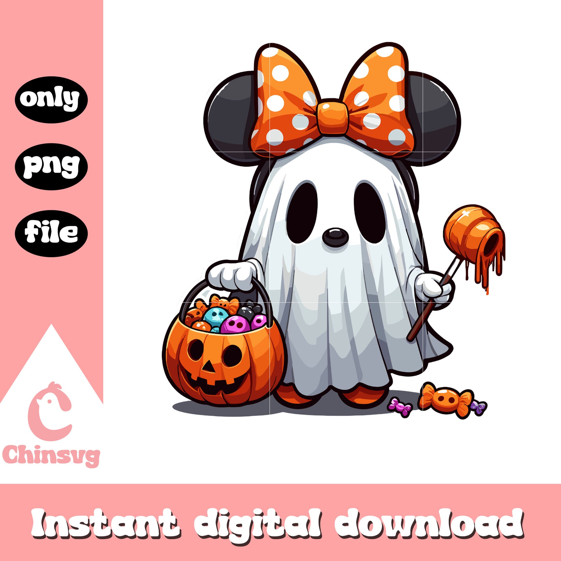 Minnie halloween ghost costume png, minnie mouse png