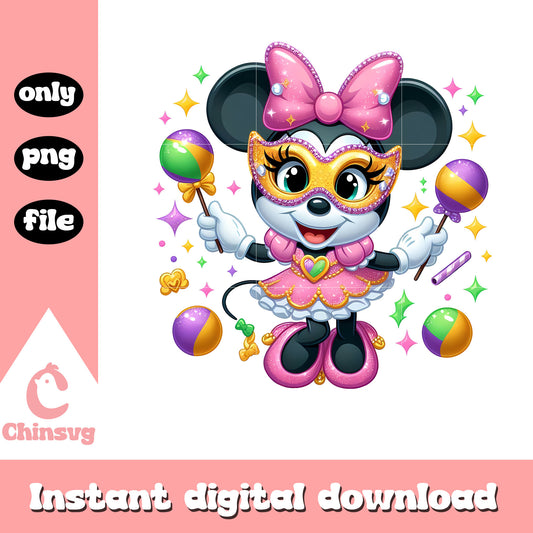 Minnie happy mardi gras day png, mardi gras outfits png