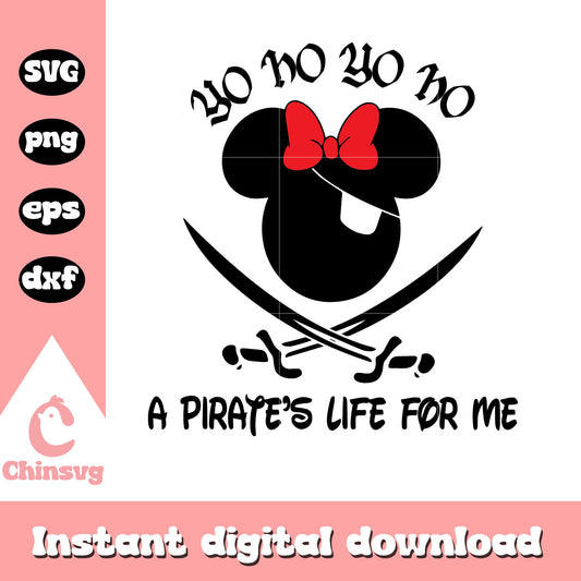 Minnie head a pirate's life for me svg, minnie head svg, disney svg