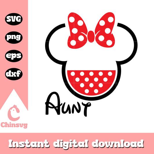 Minnie head aunt svg, minnie mouse head svg, disney svg