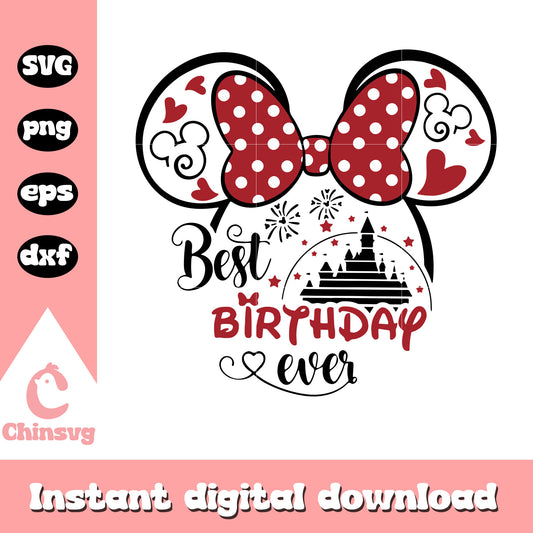 Minnie head best day ever svg, minnie mouse head svg, disney world castle svg