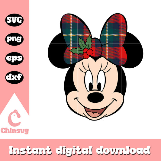 Minnie head christmas bow design svg, minnie mouse svg