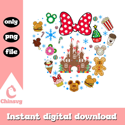 Minnie head christmas caslte png, disney christmas day parade png