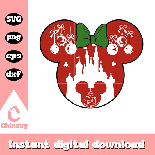 Minnie head christmas decorations svg, christmas holiday svg