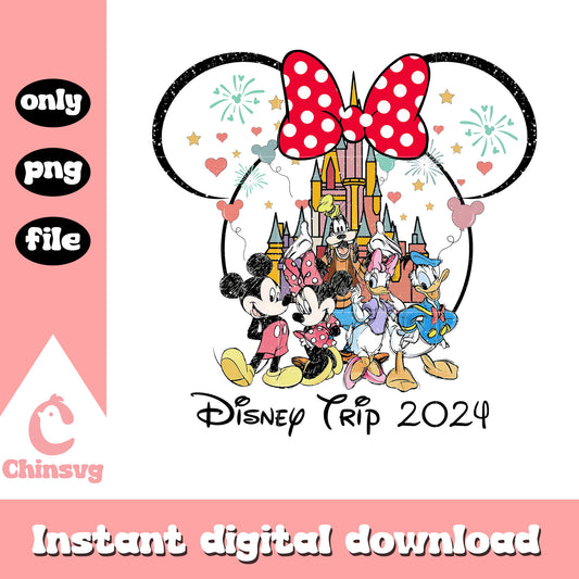 Minnie head disney trip 2024 outline png, disney trip png