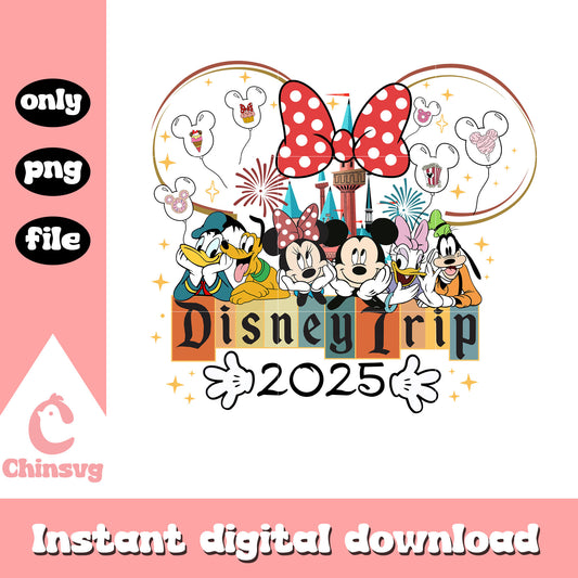 Minnie head disney trip design png, mickey and friends png