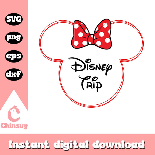 Minnie head disney trip svg, mickey character svg, disney trip svg