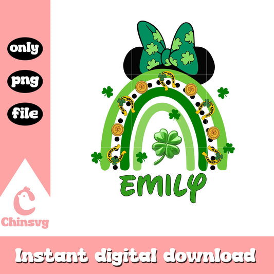 Minnie head emily patrick rainbow png, st. patrick's day png