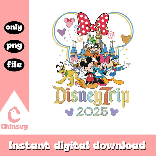 Minnie head friends disney trip 2025 png, mickey and friends png