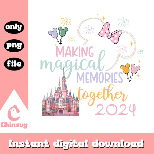 Minnie head making magical memories together png, disney castle png