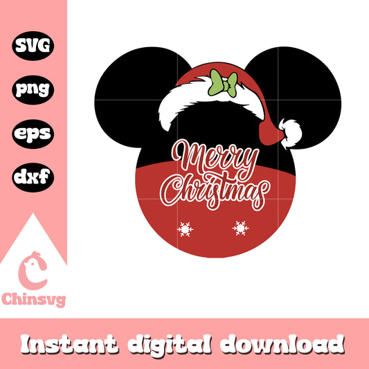 Minnie head merry christmas svg, disney merry christmas svg