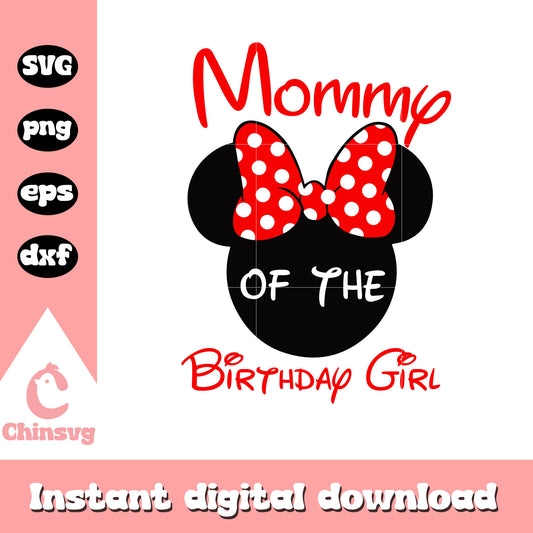 Minnie head mommy of the birthday girl svg, minnie head svg