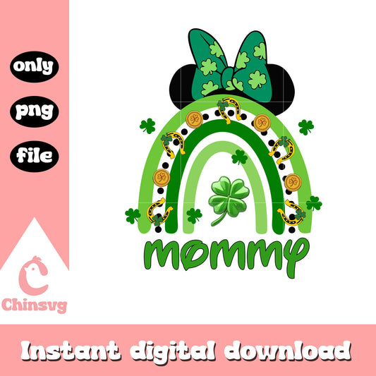 Minnie head mommy patrick rainbow png, st. patrick's day png