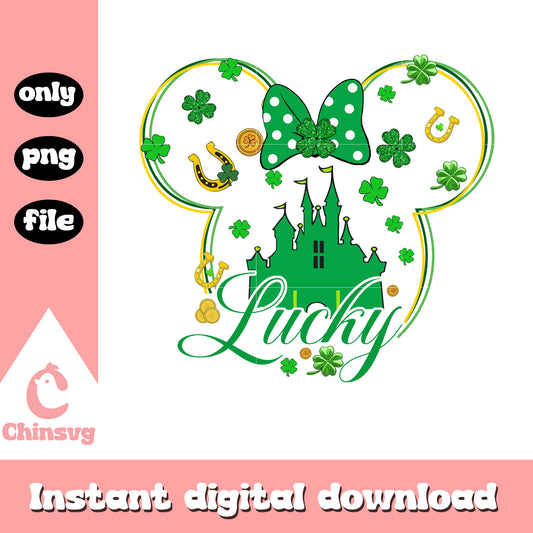 Minnie head patrick castle lucky png, happy saint patricks day png