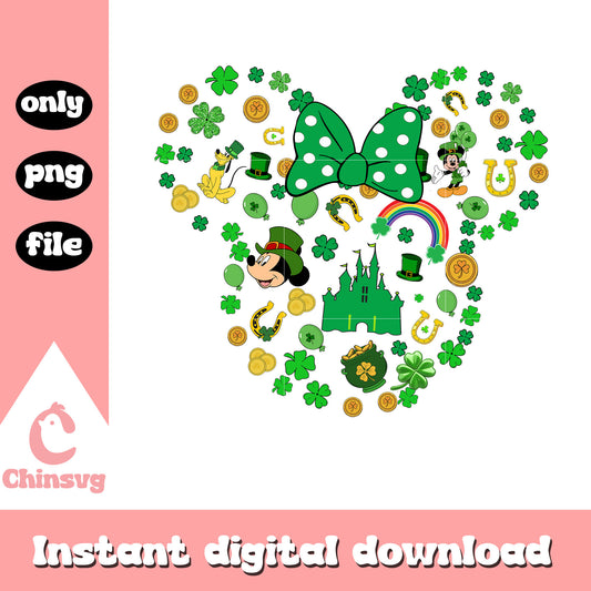 Minnie head patrick costume png, st. patrick's day png
