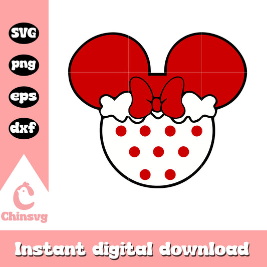 Minnie head polka dots design svg, minnie head svg