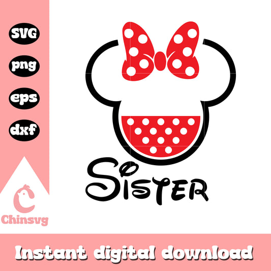 Minnie head sister svg, minnie mouse head svg, disney minnie mosue svg