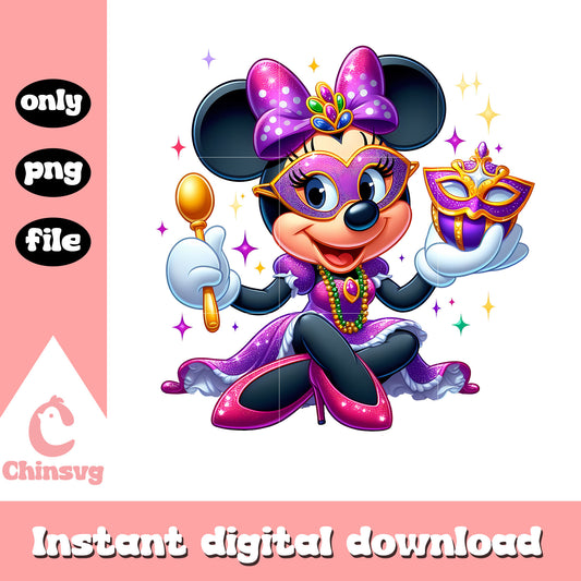 Minnie mardi gras day design png, mardi gras decorations png