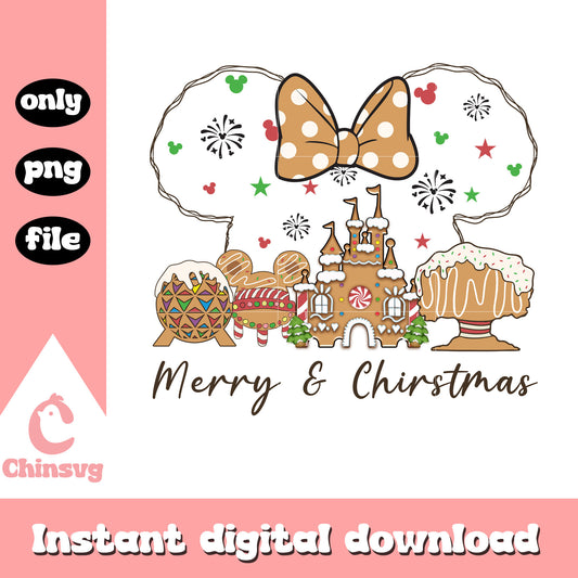 Minnie merry and christmas design png, disneyland png