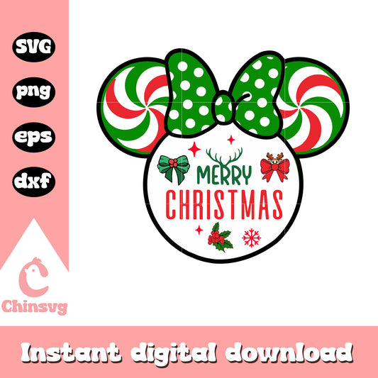 Minnie merry christmas design svg, minnie christmas svg