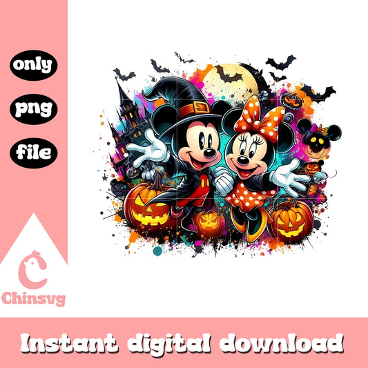 Minnie mickey colorful halloween png, when is halloween png