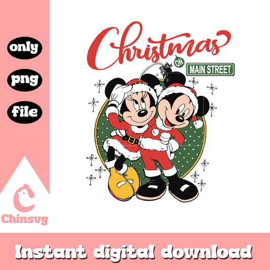 Minnie mickey couple christmas on main street png, noel disney png