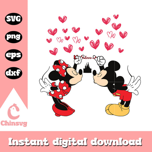 Minnie mickey love heart shape valentine svg, love svg, disney svg