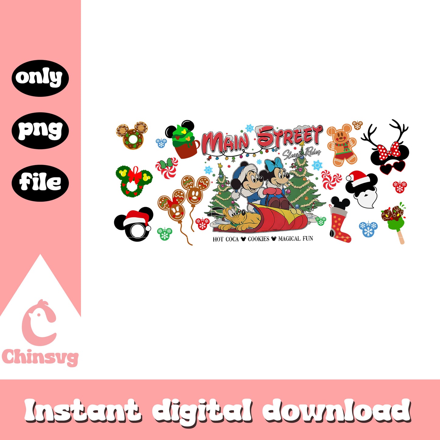 Minnie mickey main street christmas png, disney christmas movies png 