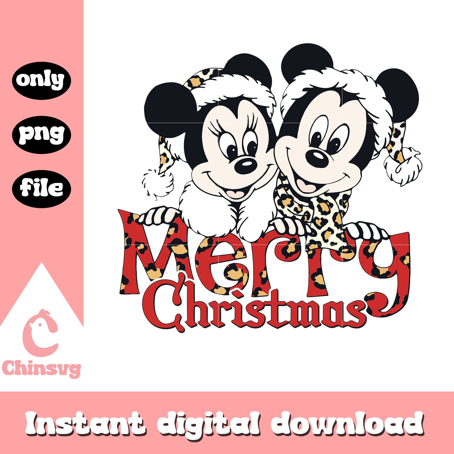 Minnie mickey merry christmas leopard png, mickey disney world png
