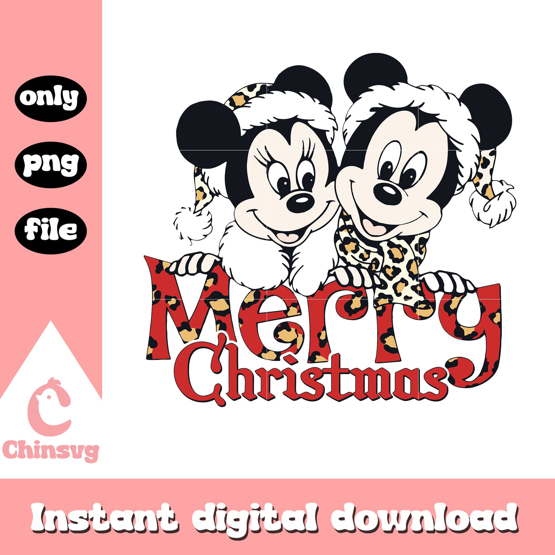 Minnie mickey merry christmas leopard png, mickey disney world png