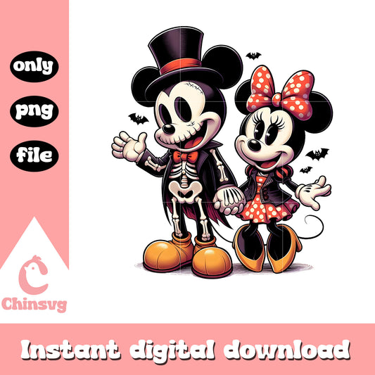 Minnie mickey skeleton happy halloween png, minnie and mickey halloween​ png