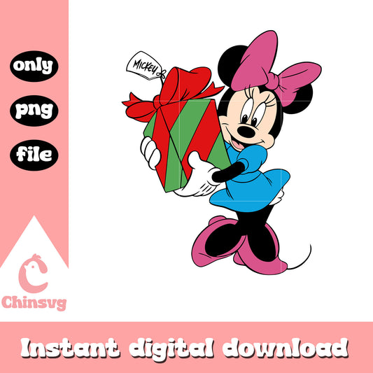 Minnie mosue and christmas present png, minnie mouse christmas​ png