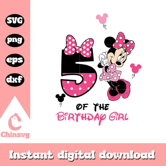 Minnie mouse 5th of the birthday girl svg, minnie mouse birthday svg