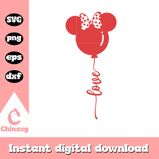 Minnie mouse Love balloon svg, minnie mouse head svg, disney svg