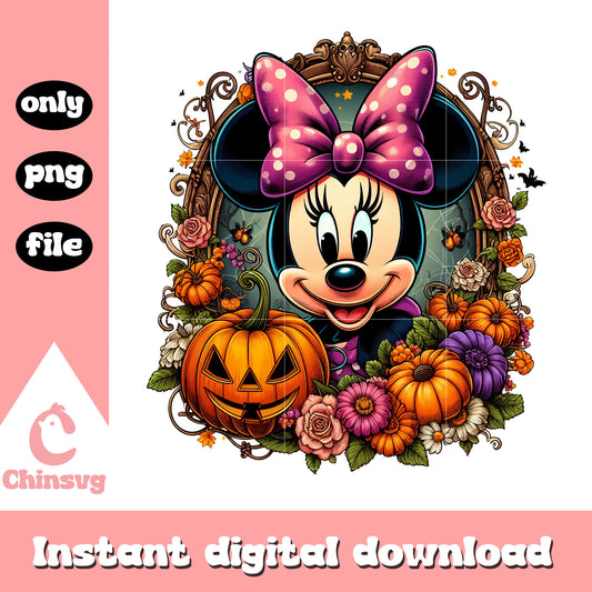 Minnie mouse and halloween pumpkin png, minnie character png