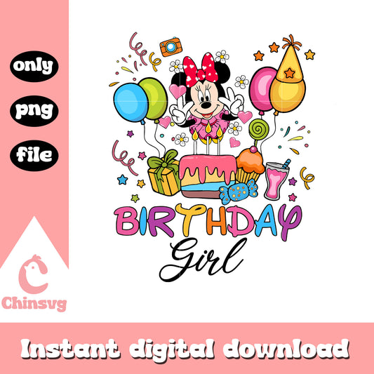Minnie mouse birthday girl png, disney birthday png, minnie png