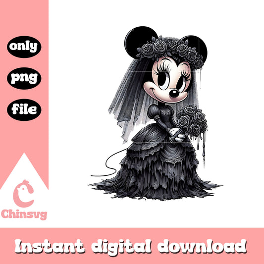 Minnie mouse bride halloween design png, disney minnie mouse png
