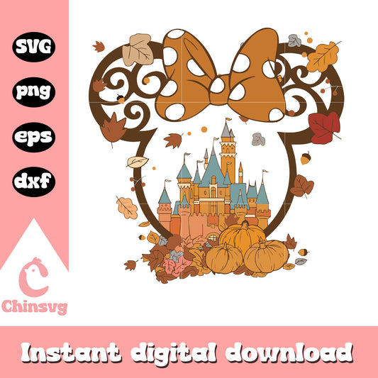 Minnie mouse castle autumn svg, minnie mouse head svg, disney svg