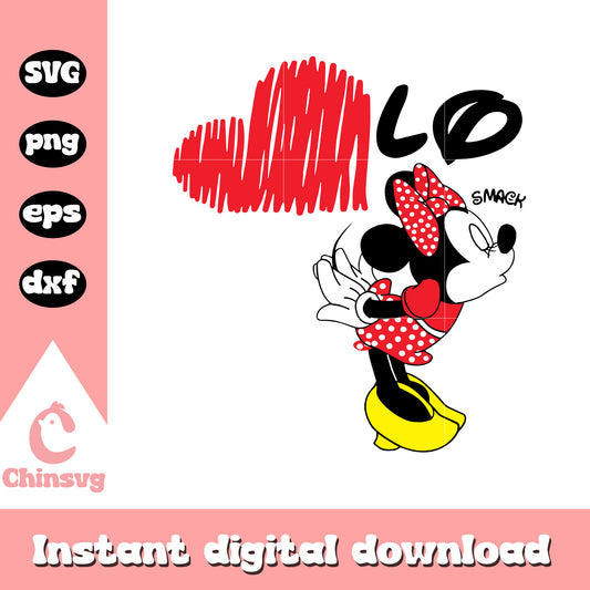Minnie mouse character kiss svg, valentine day svg, couple svg